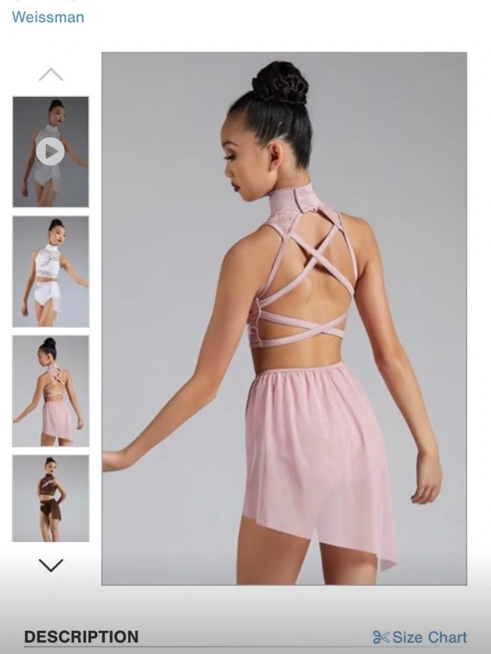 Weissman Blush Pink Strappy High-Neck Dance Set with stoned appliqués